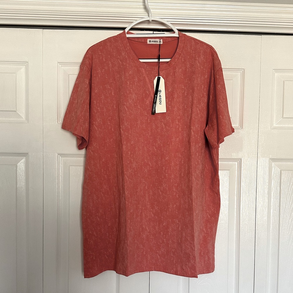 Kliegou Men’s T Shirt Perfect Fit Sporty Heather Salmon XXL New